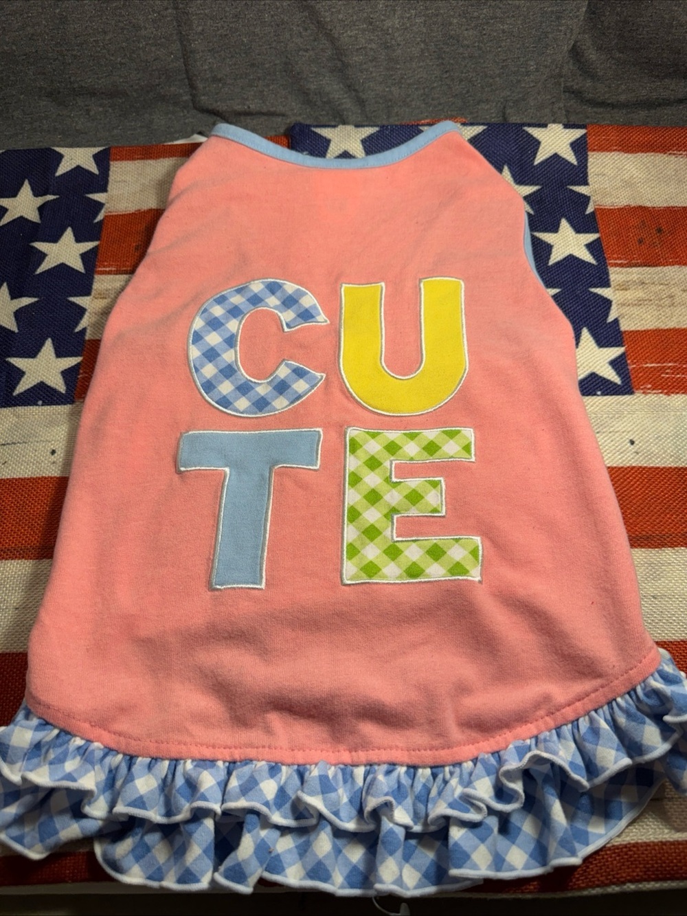 Pink "CUTE" Ruffle Dog Dress - Soft Cotton
